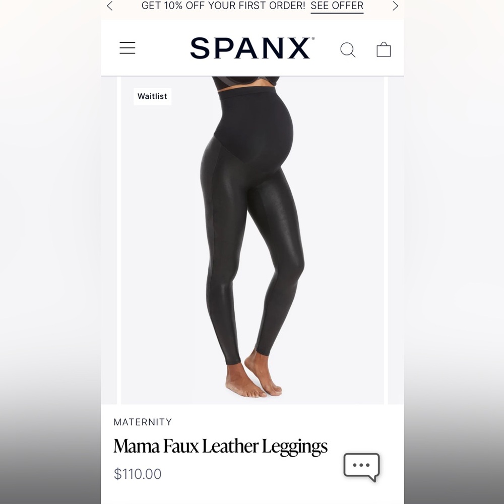 Spanx Mama Faux Leather Leggings- Black